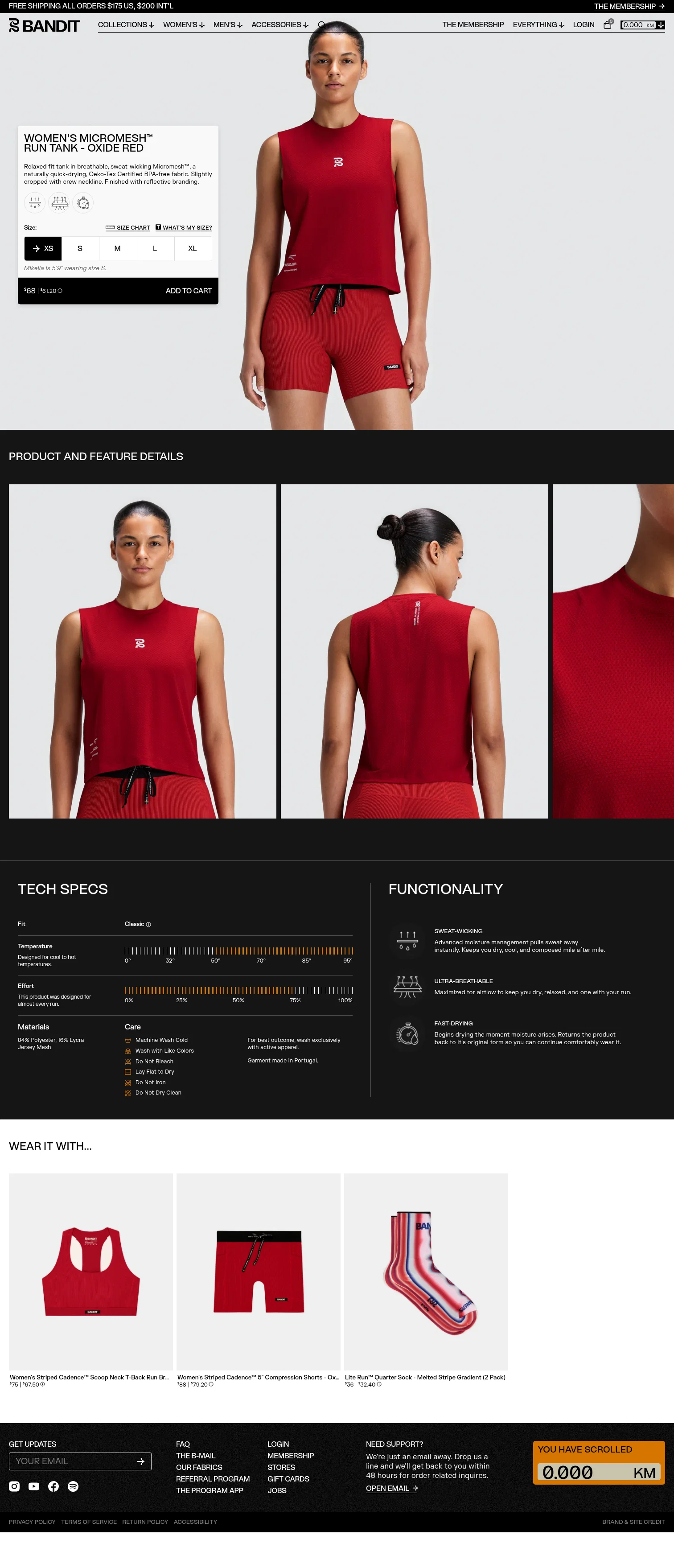 banditrunning.com/products/womens-micromesh%E2%84%A2-run-tank-oxide-red on desktop