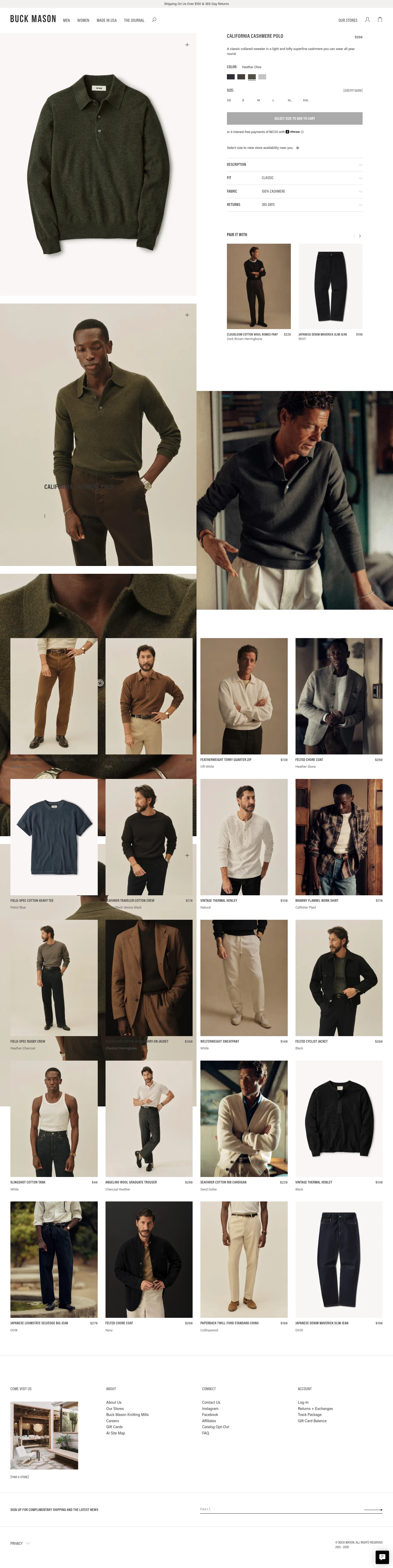 buckmason.com/products/heather-olive-california-cashmere-polo on desktop