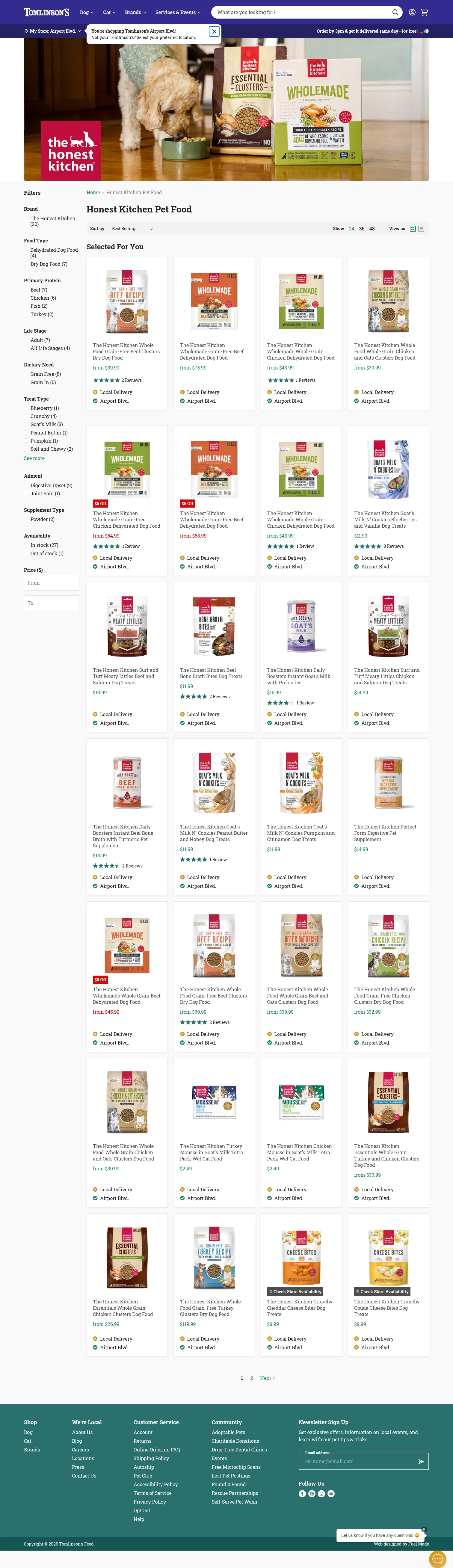 tomlinsons.com/collections/the-honest-kitchen on desktop