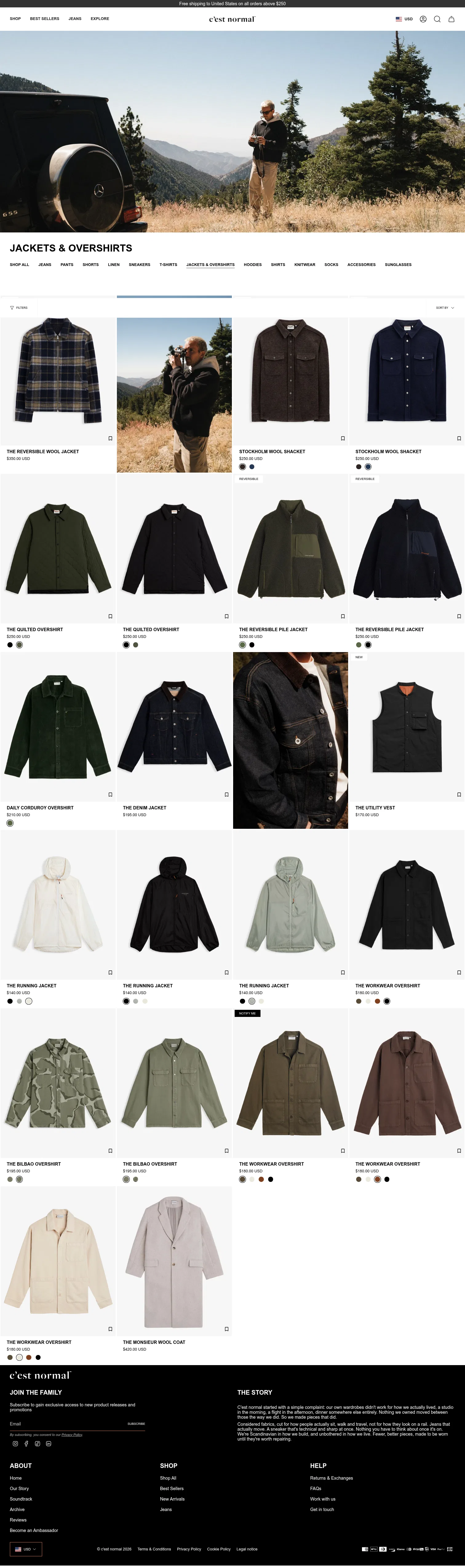 cestnormal.com/collections/jackets-overshirts on desktop, full screenshot