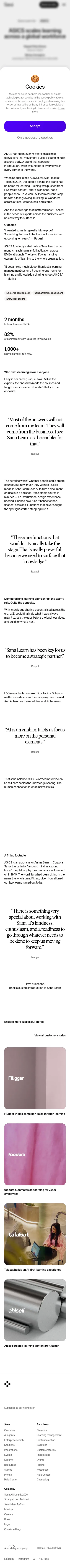 sanalabs.com/customers/learning/asics on mobile, full screenshot