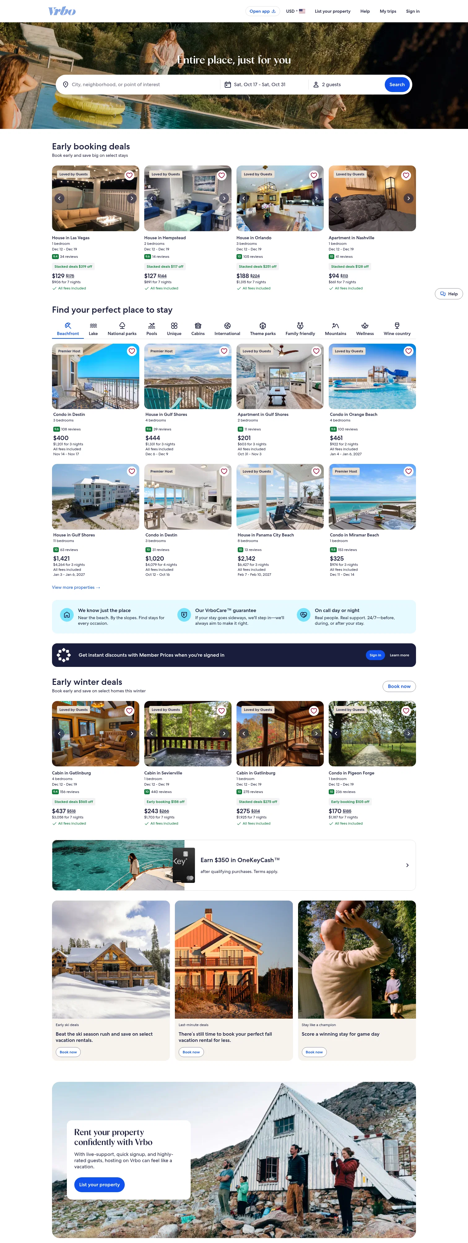 Vrbo landing page