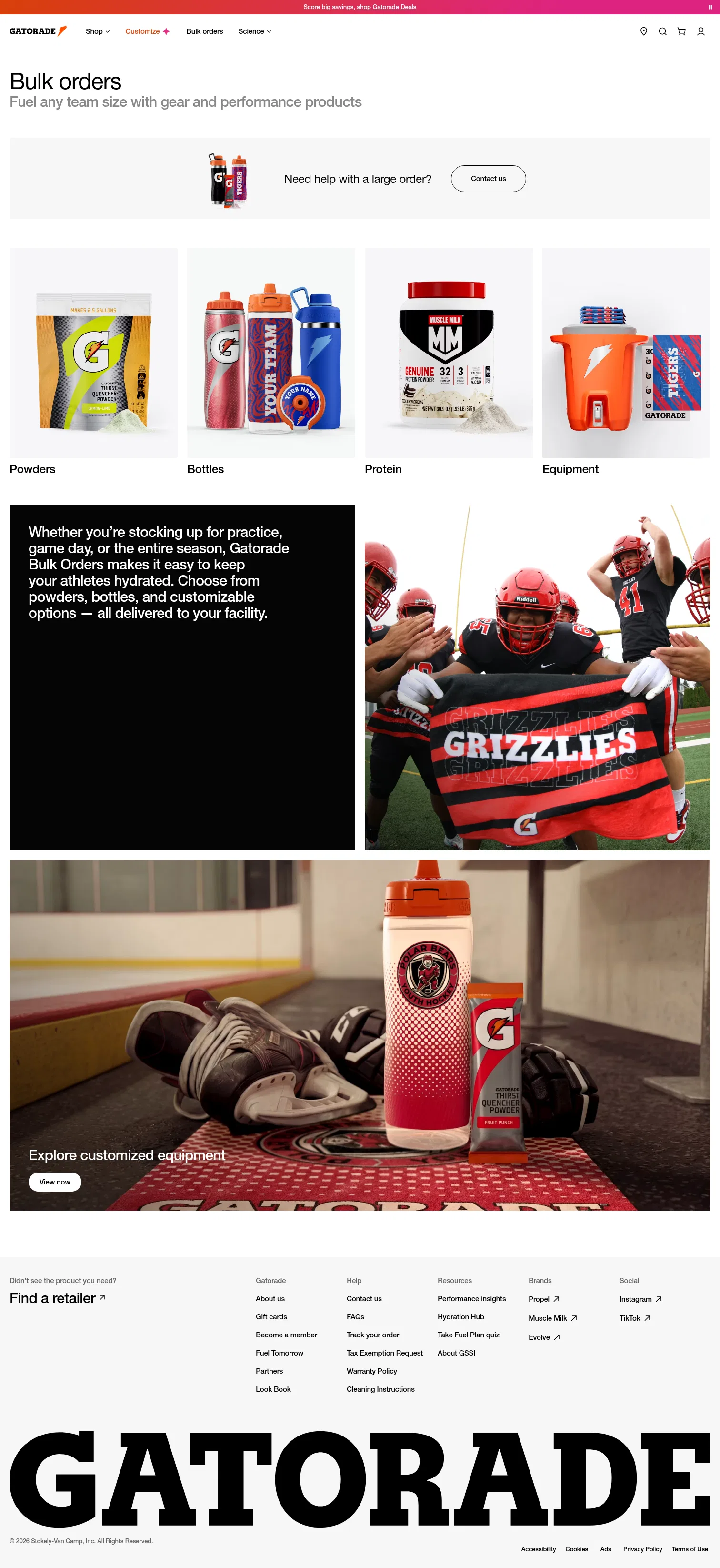 gatorade.com/bulk-orders on desktop, full screenshot
