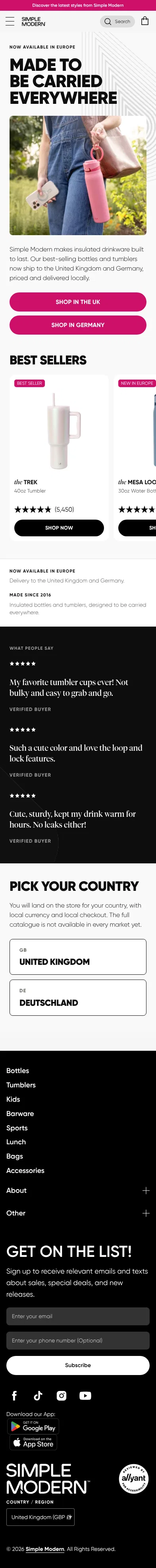 simplemodern.com/en-gb/pages/europe on mobile, full screenshot