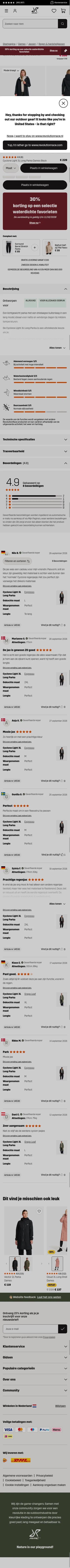 revolutionrace.nl/dames/jassen/shelljassen/cyclone-light-3l-long-parka-women on mobile, full screenshot
