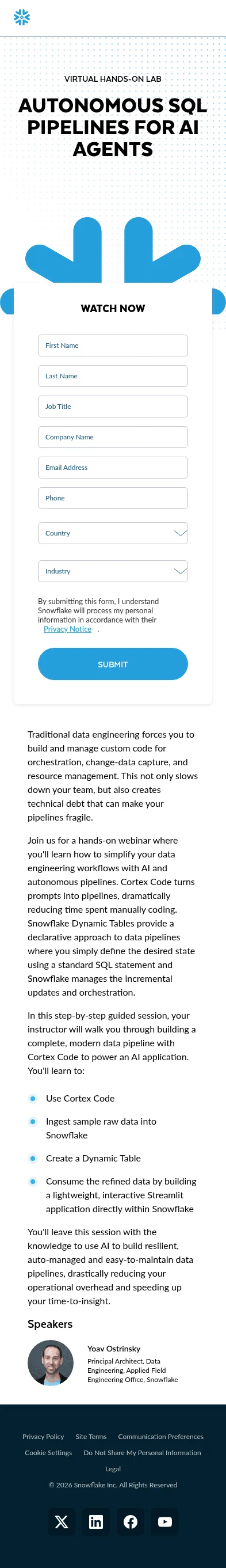 snowflake.com/en/webinars/virtual-hands-on-lab/autonomous-sql-pipelines-for-ai-agents-2026-09-22 on mobile