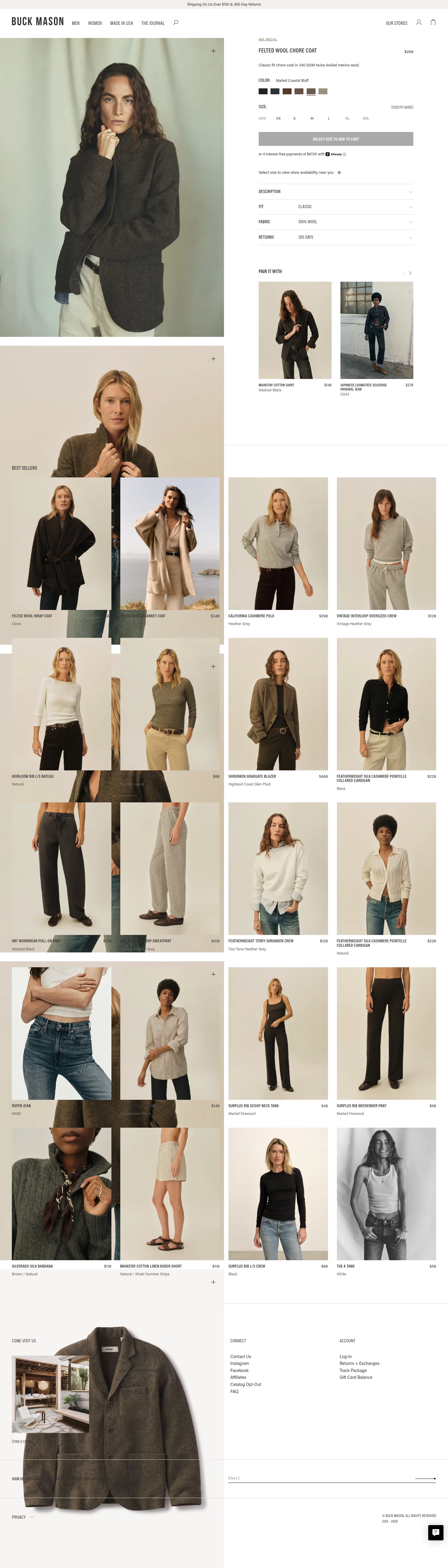 Buck Mason landing page