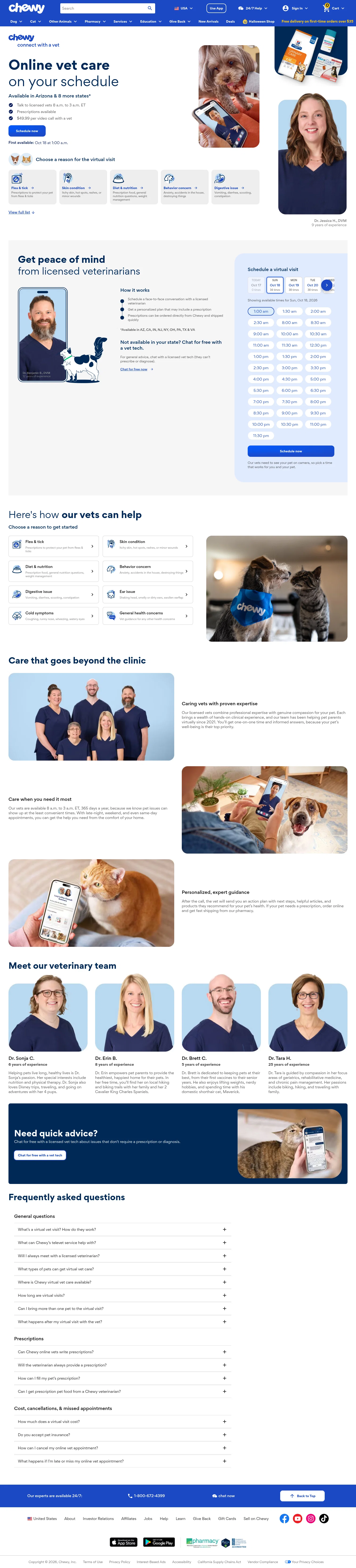chewy.com/pethealth/connect-with-a-vet/virtual-visit on desktop