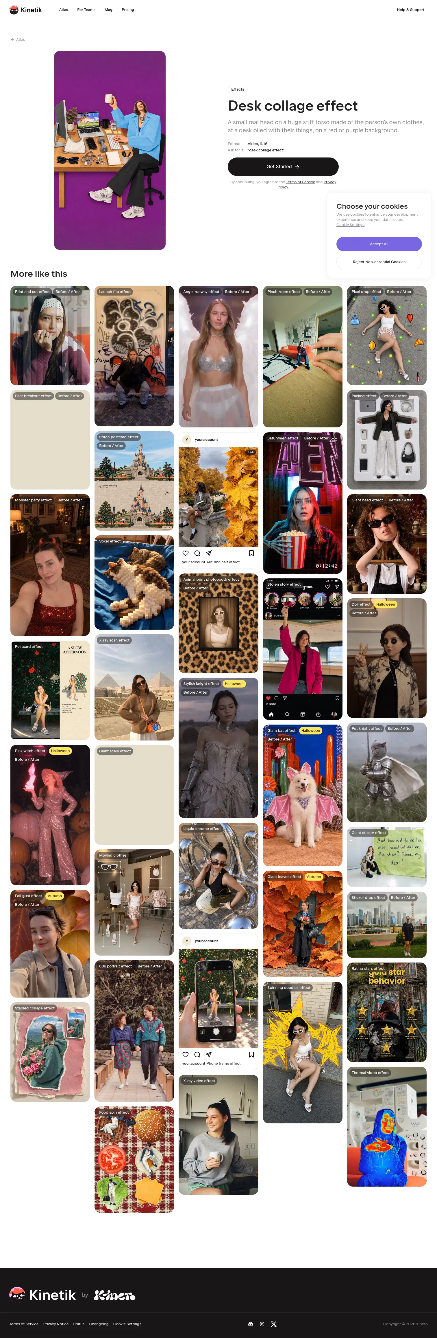 kineto.app/p/atlas/desk-collage on desktop, full screenshot