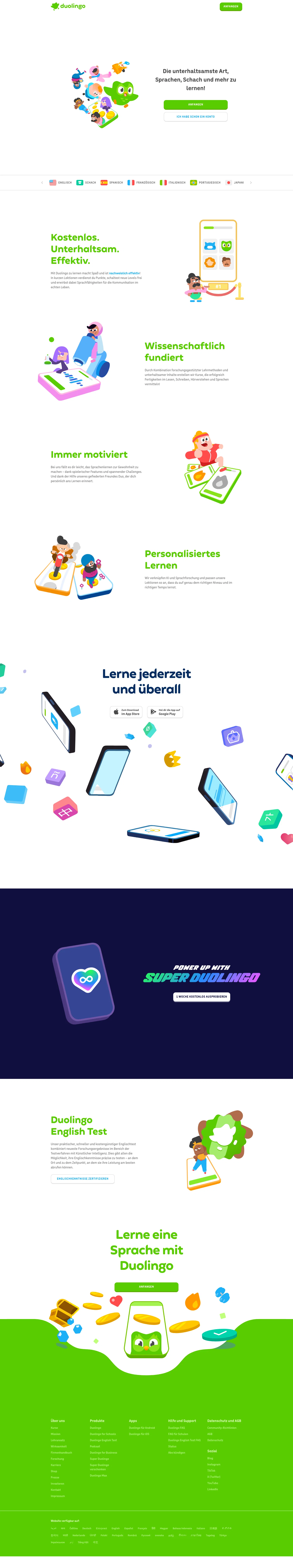 Duolingo landing page
