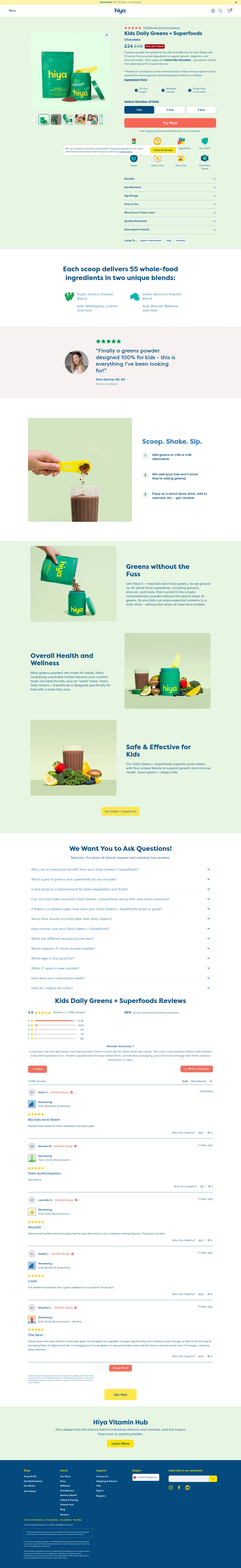 hiyahealth.com/en-gb/products/uk-kids-daily-greens-superfoods on desktop, full screenshot
