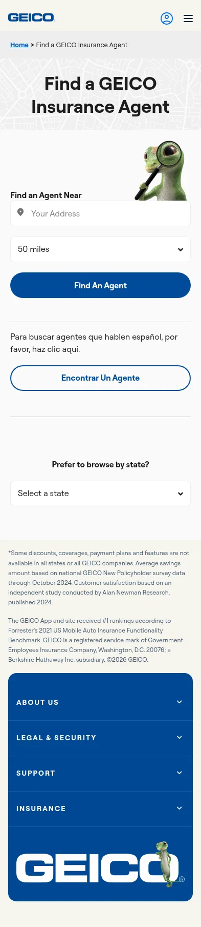 geico.com/insurance-agents on mobile