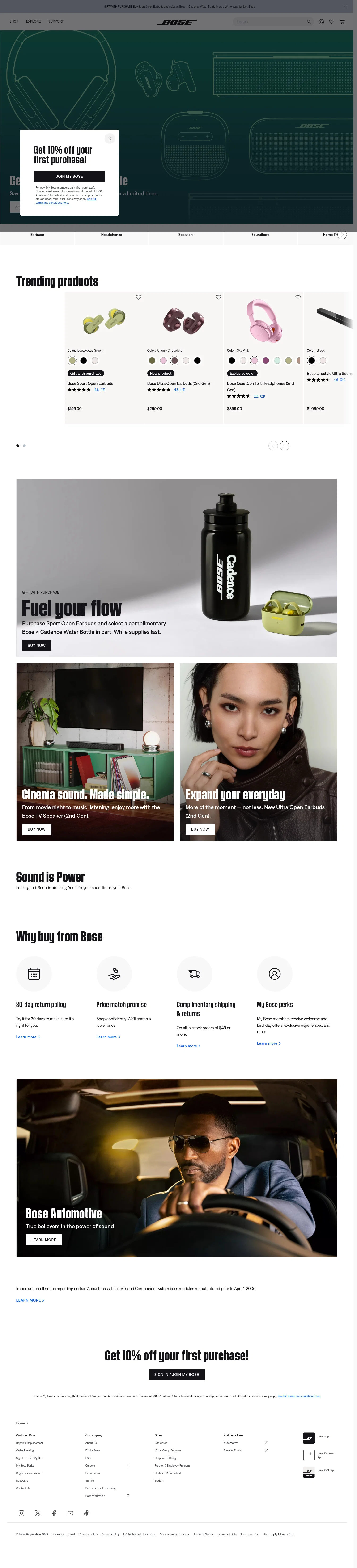 Bose Corporation landing page