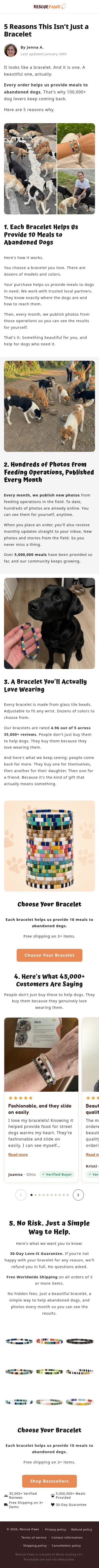 therescuepaws.com/pages/5-reasons-miyuki on mobile, full screenshot