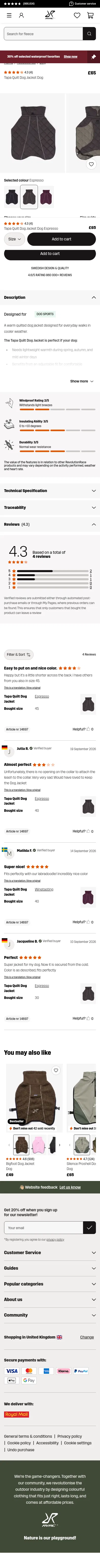 revolutionrace.co.uk/accessories/dog/tapa-quilt-dog-jacket-dogs on mobile, full screenshot