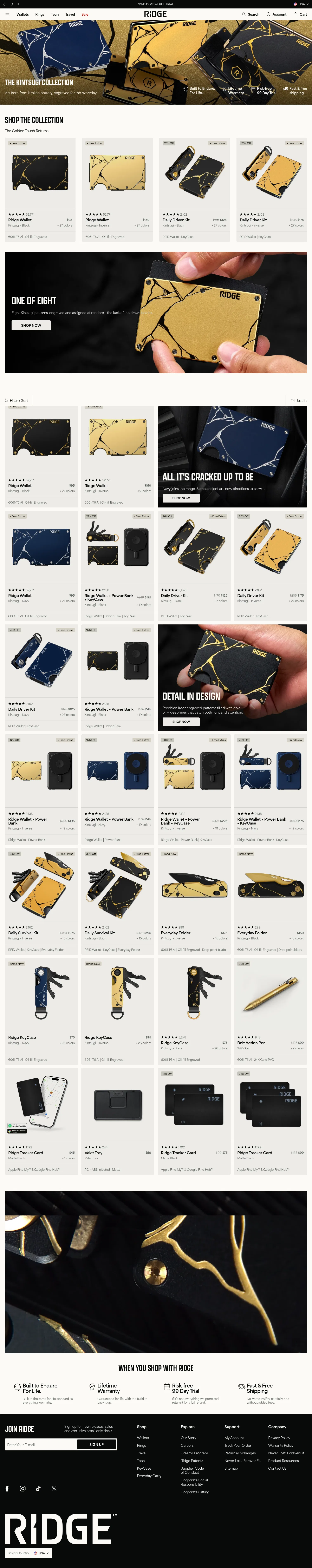 ridge.com/collections/kintsugi-capsule on desktop, full screenshot