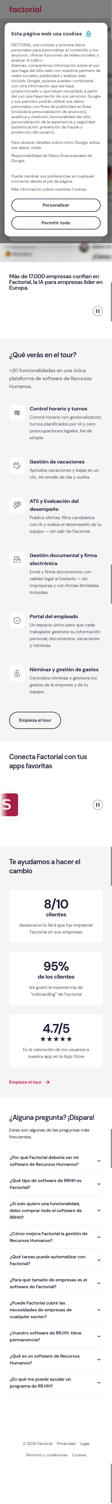 factorial.es/descubre-la-plataforma on mobile, full screenshot