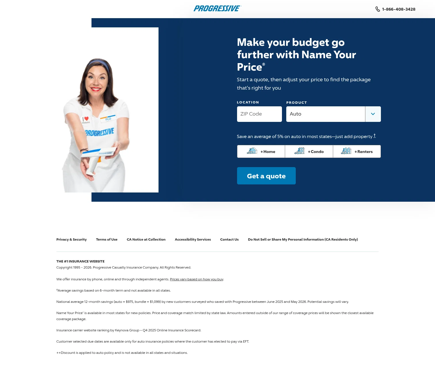 progressive.com/lp/auto-name-your-price on desktop