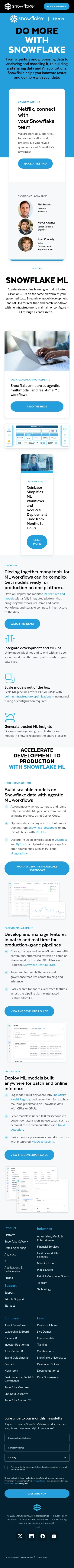 snowflake.com/en/abm/coe/Netflix/Machine-Learning on mobile, full screenshot