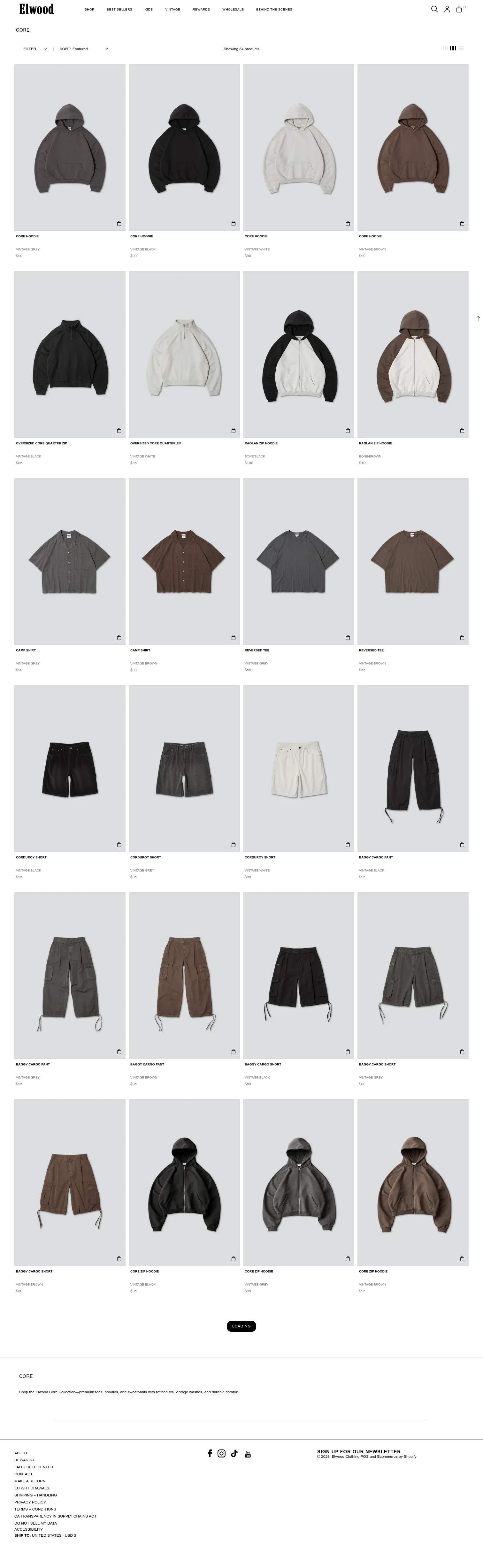 Elwood Clothing landing page