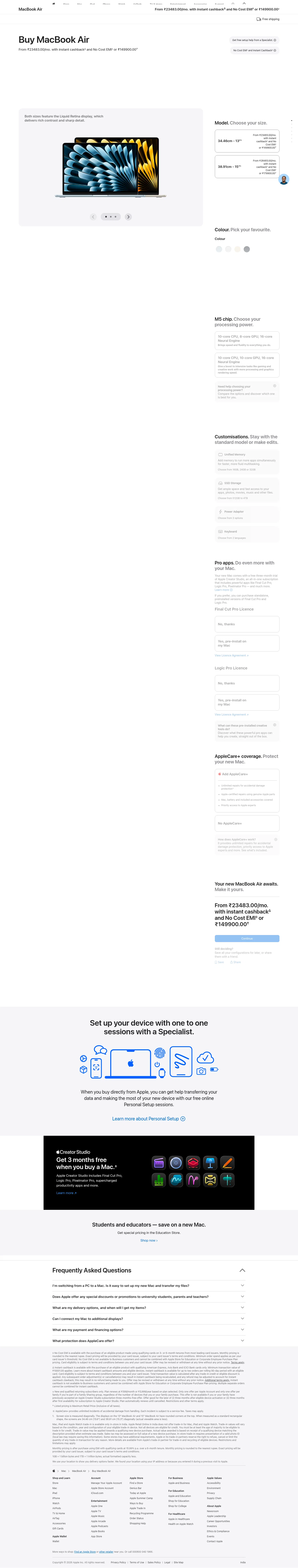 apple.com/in/shop/buy-mac/macbook-air on desktop, full screenshot