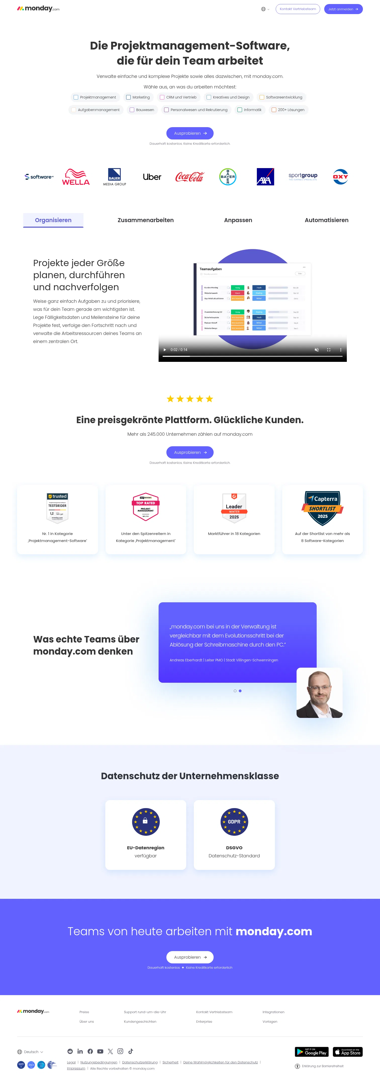 monday.com/lang/de/lp/project-management on desktop, full screenshot