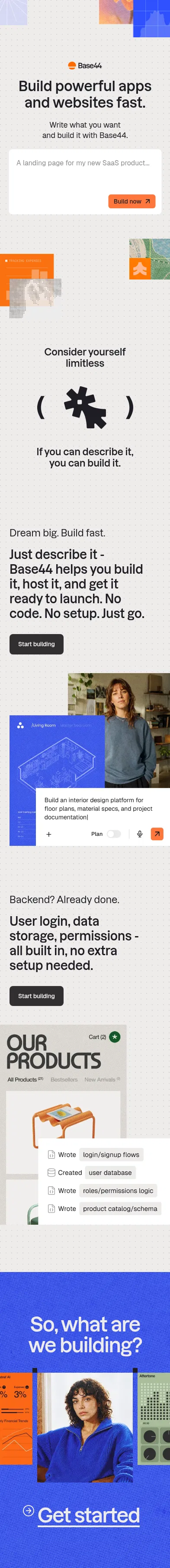 base44.com/lp-en/builder-meta on mobile, full screenshot