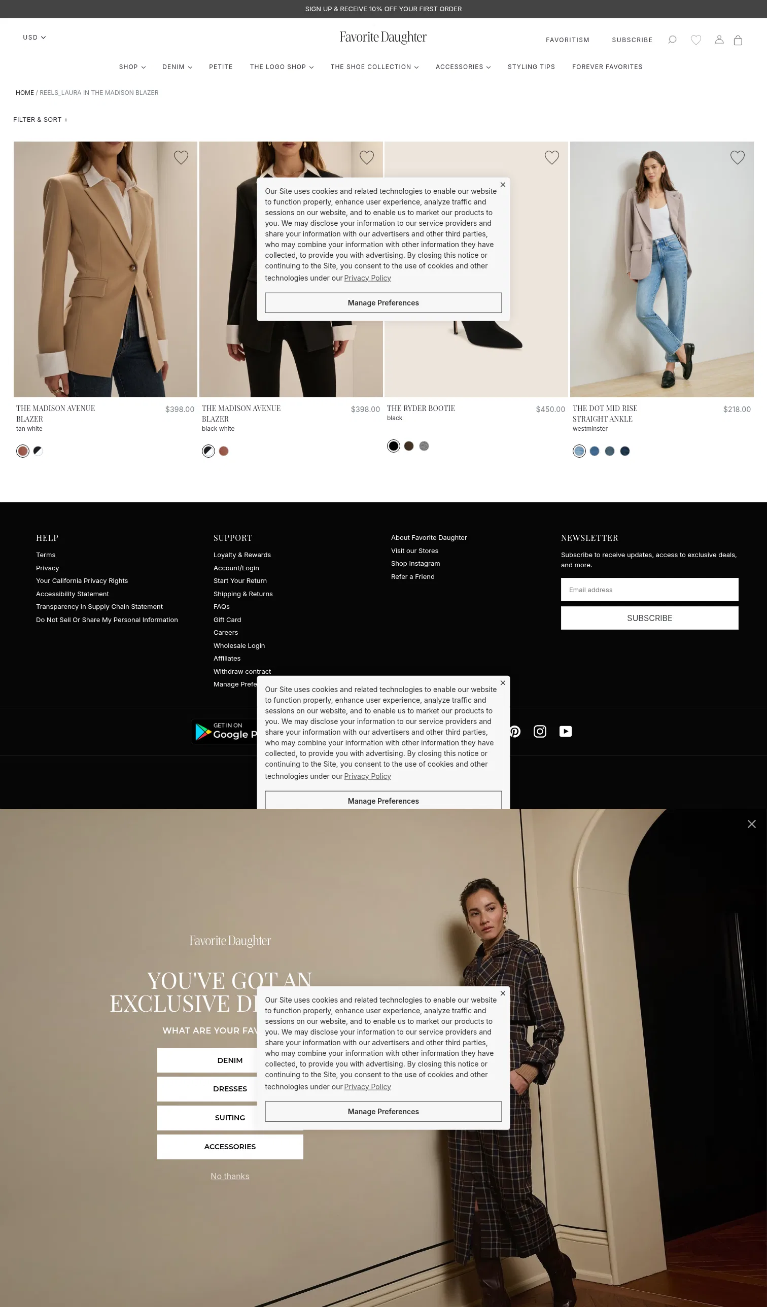 shopfavoritedaughter.com/collections/laura-in-the-madison-blazer on desktop, full screenshot