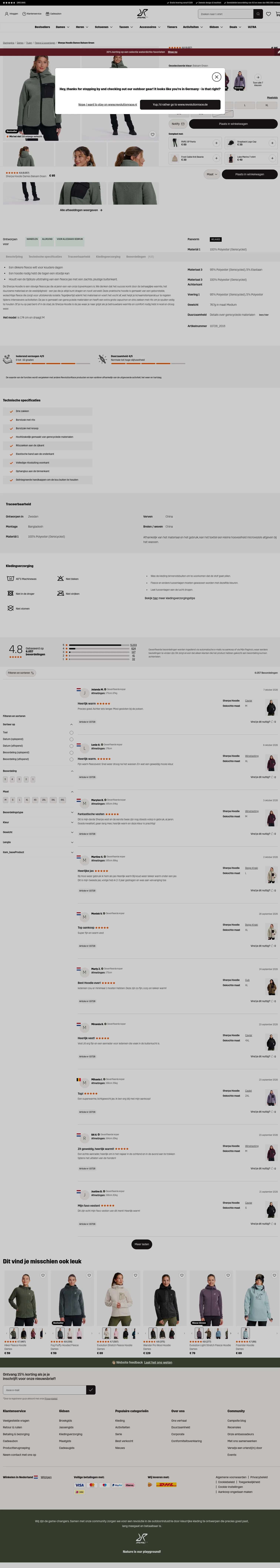 revolutionrace.nl/dames/truien/fleece/sherpa-hoodie-women-2-0 on desktop, full screenshot