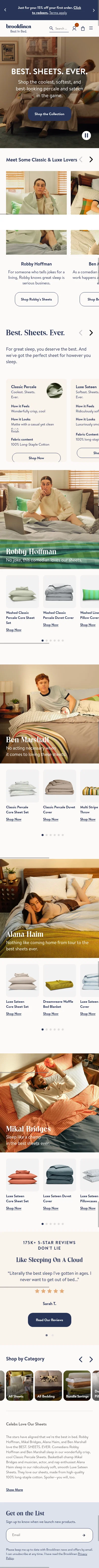 brooklinen.com/pages/best-sheets-ever on mobile