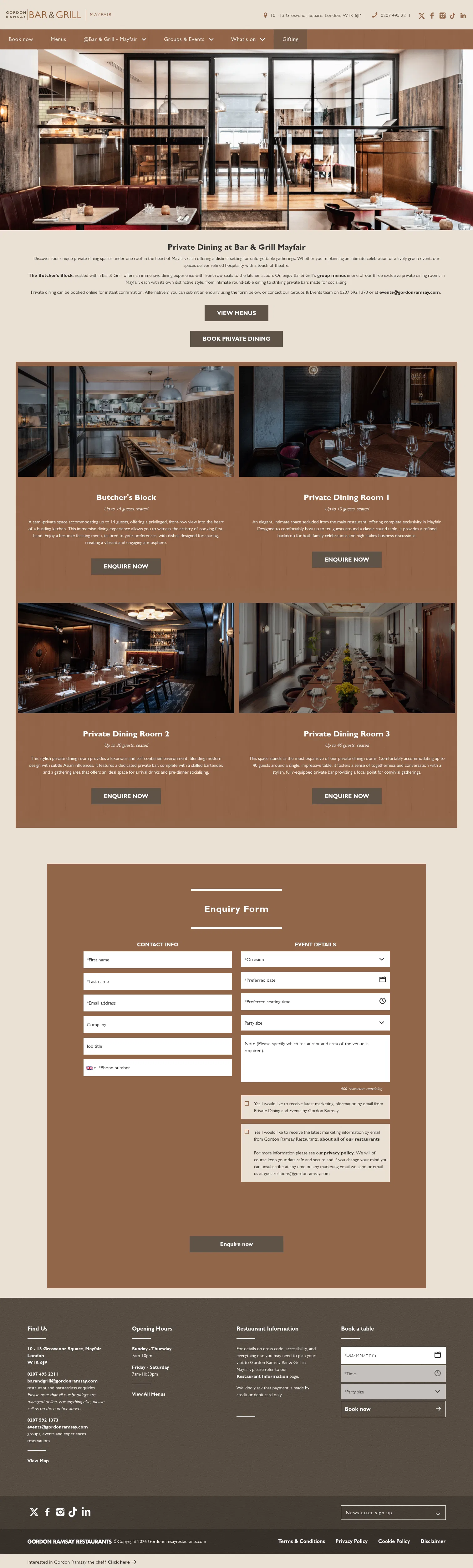 gordonramsayrestaurants.com/gordon-ramsay-bar-grill/mayfair/private-dining-and-events/private-dining on desktop, full screenshot