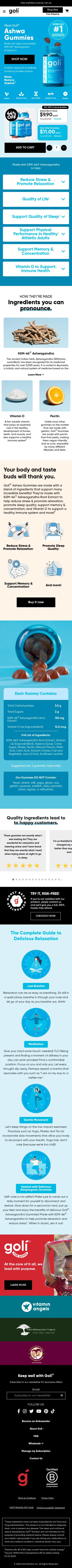 goli.com/products/5-bottles-of-ashwagandha-gummies on mobile, full screenshot