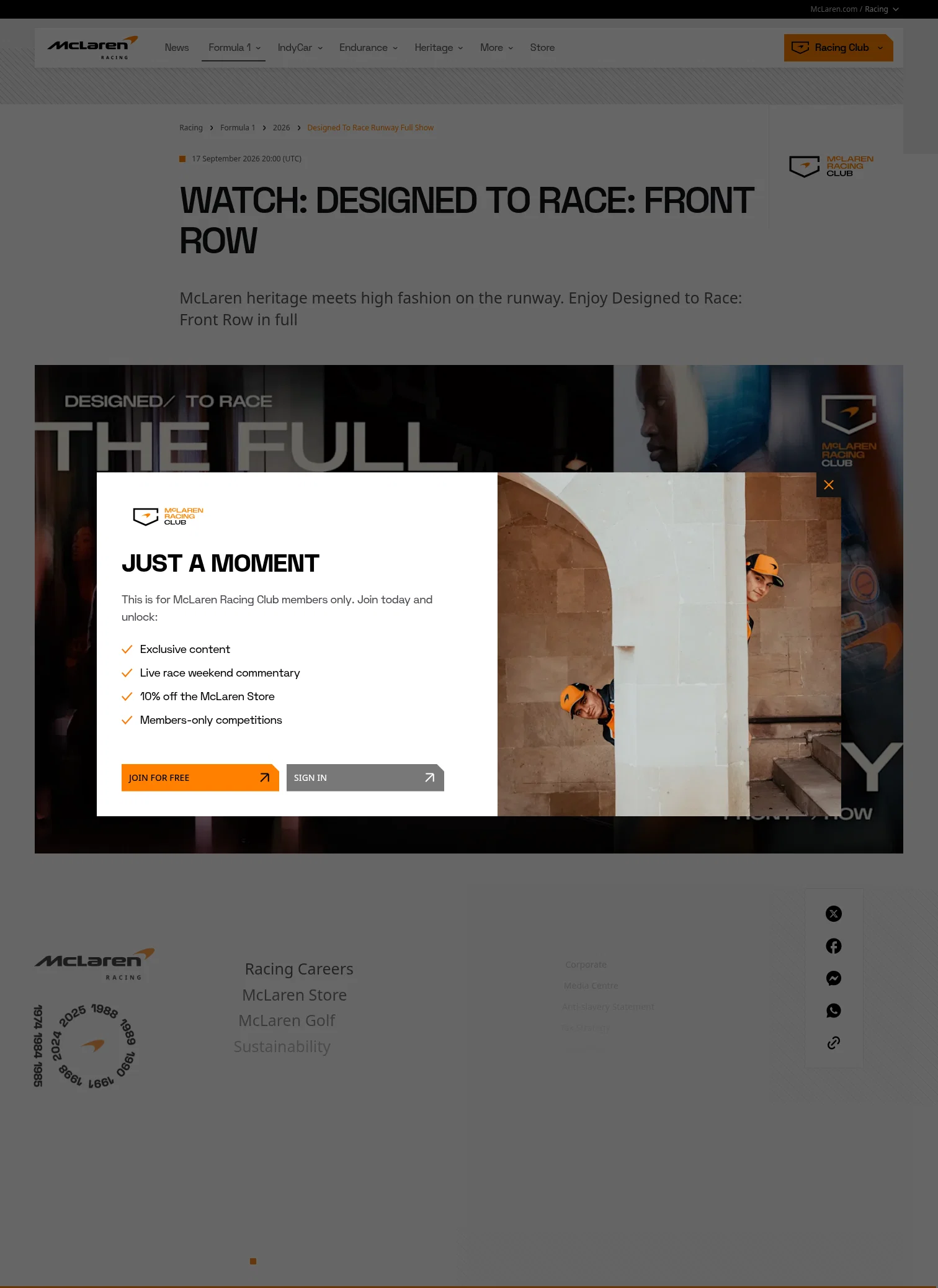 Mclaren landing page