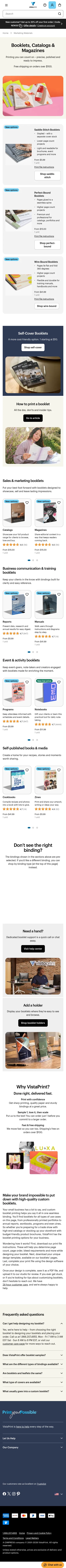 vistaprint.com/marketing-materials/booklets on mobile