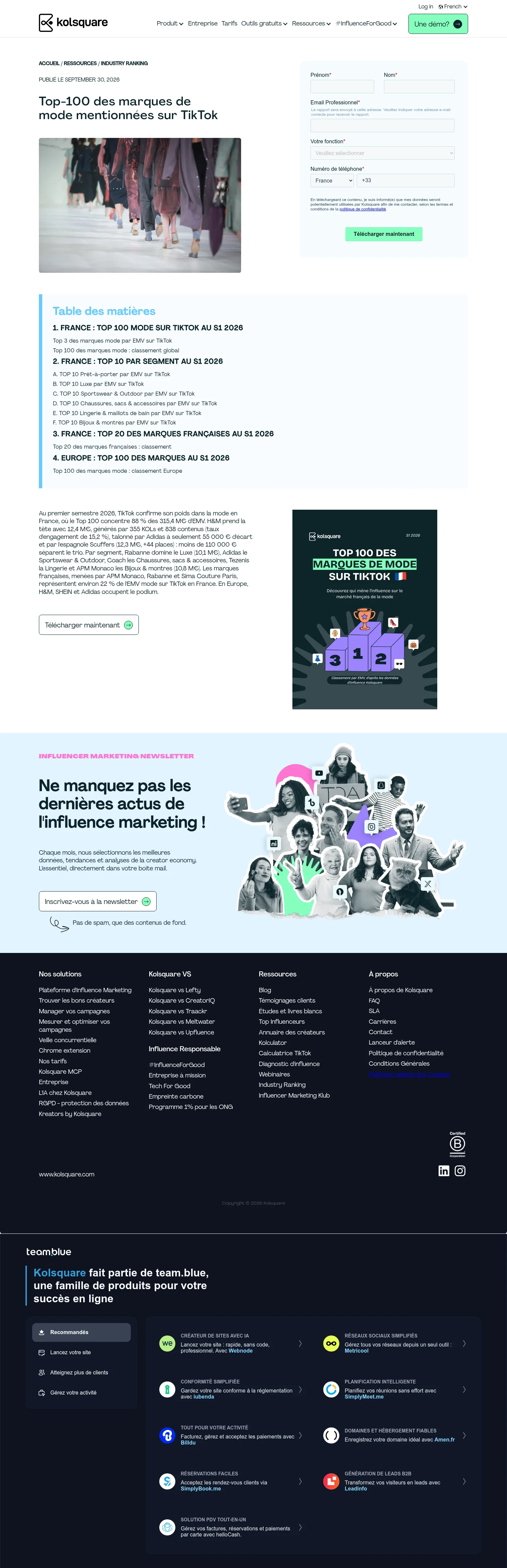 kolsquare.com/fr/industry-ranking/top-100-des-marques-de-mode-mentionnees-sur-tiktok on desktop