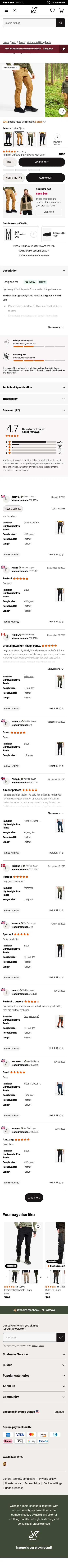 revolutionrace.com/men/pants/outdoor-hiking-pants/rambler-lightweight-pro-pants-men on mobile, full screenshot
