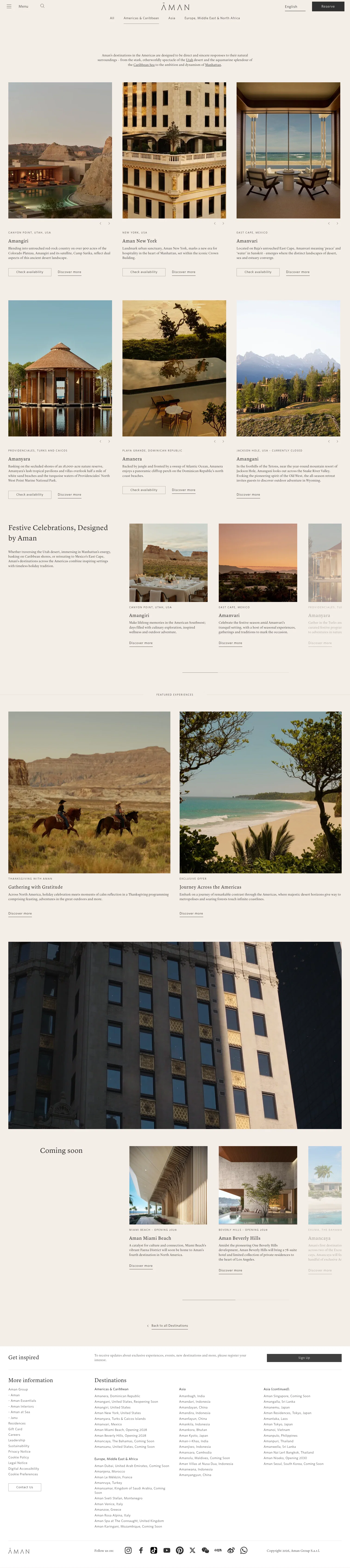 Aman Resorts landing page