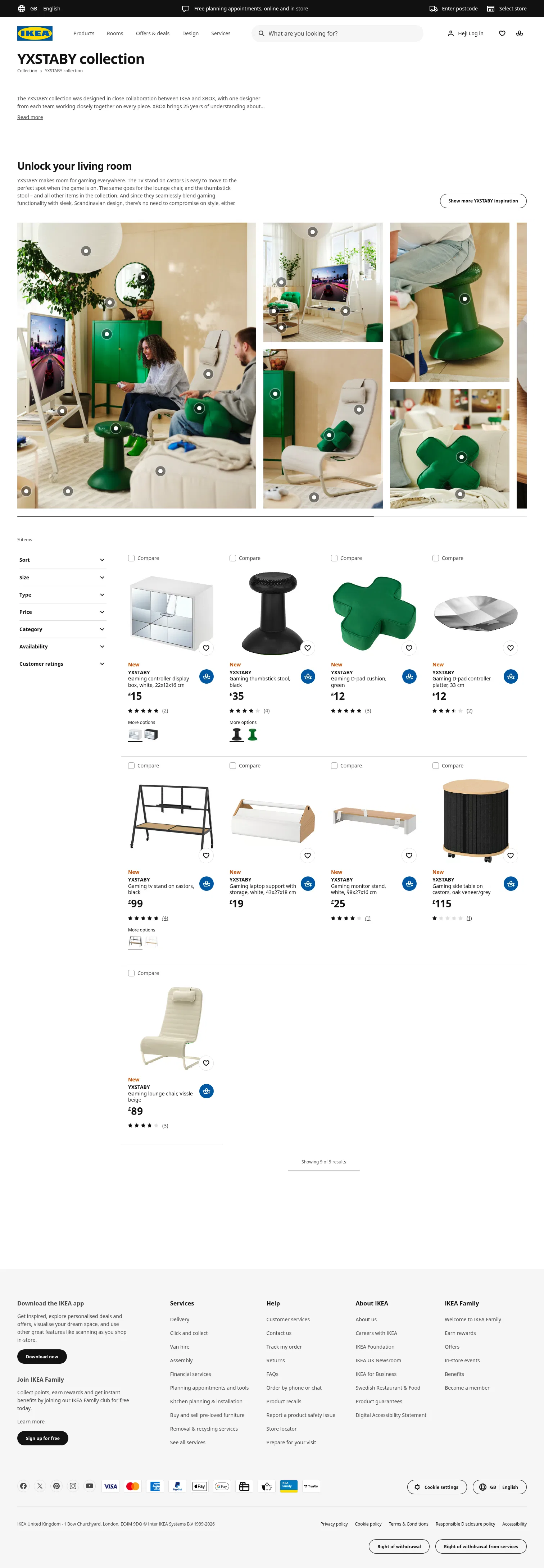 ikea.com/gb/en/cat/yxstaby-collection-700883 on desktop, full screenshot
