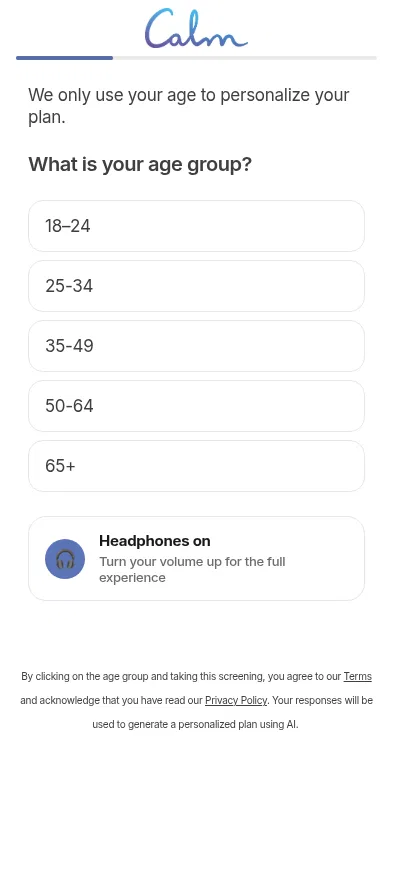 quiz.calm.com/calm-c82a3 on mobile, full screenshot