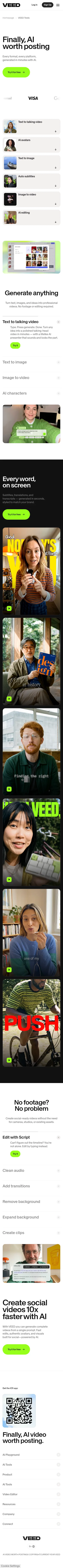 veed.io/ai on mobile, full screenshot