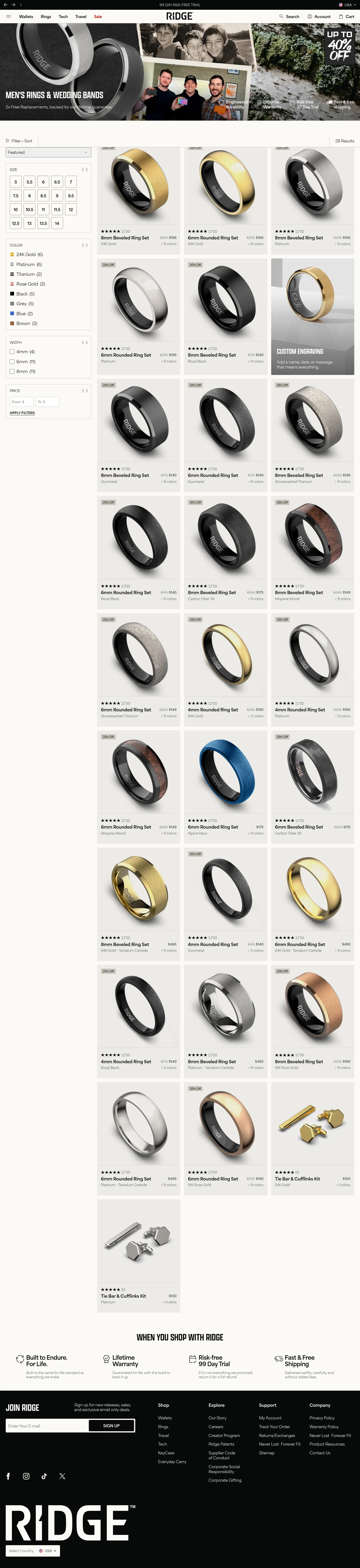 ridge.com/collections/mens-rings on desktop, full screenshot
