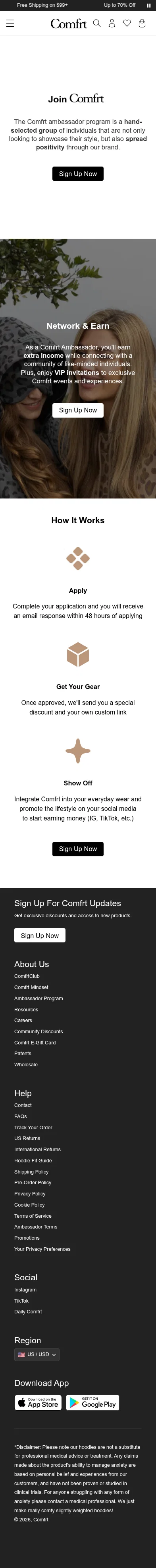 comfrt.com/content/ambassador on mobile