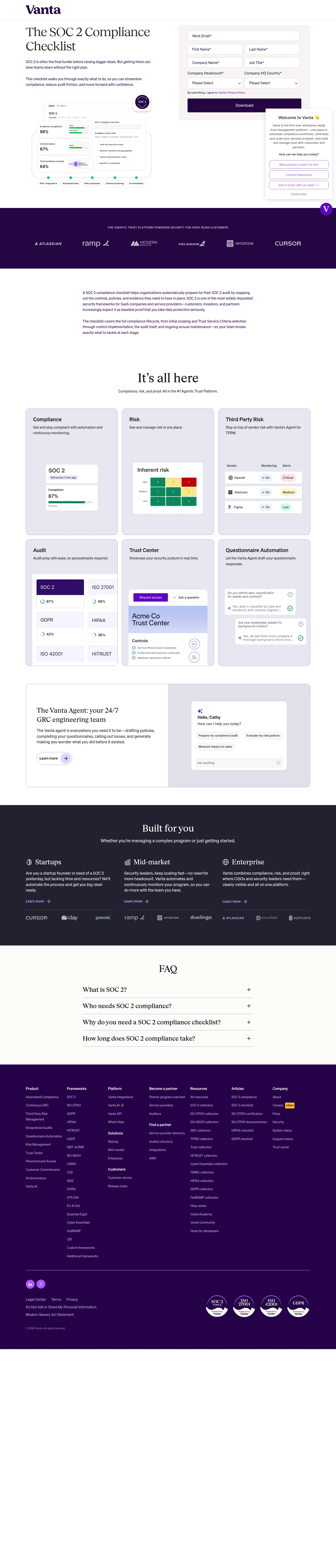 vanta.com/downloads/the-soc-2-compliance-checklist on desktop, full screenshot
