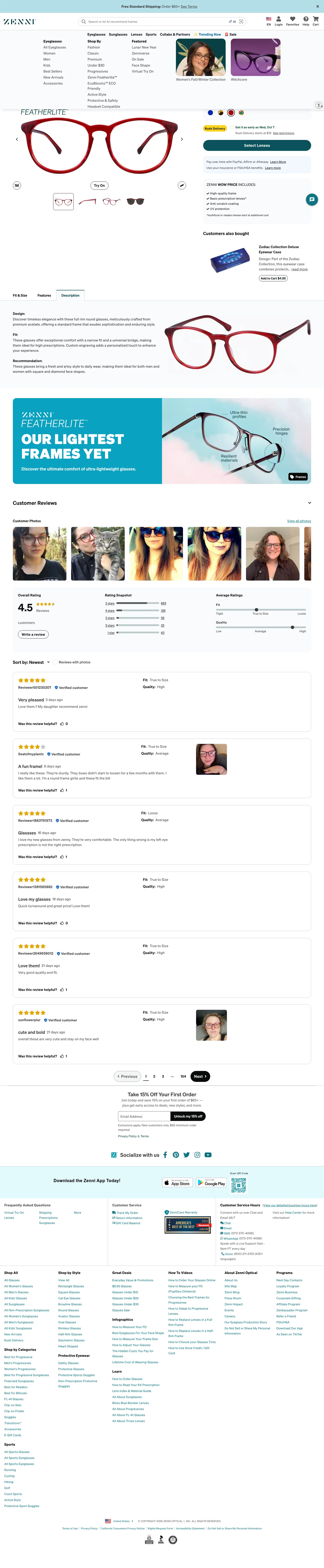 zennioptical.com/p/womens-full-rim-acetate-plastic-round-eyeglass-frames/1012/101218 on desktop, full screenshot