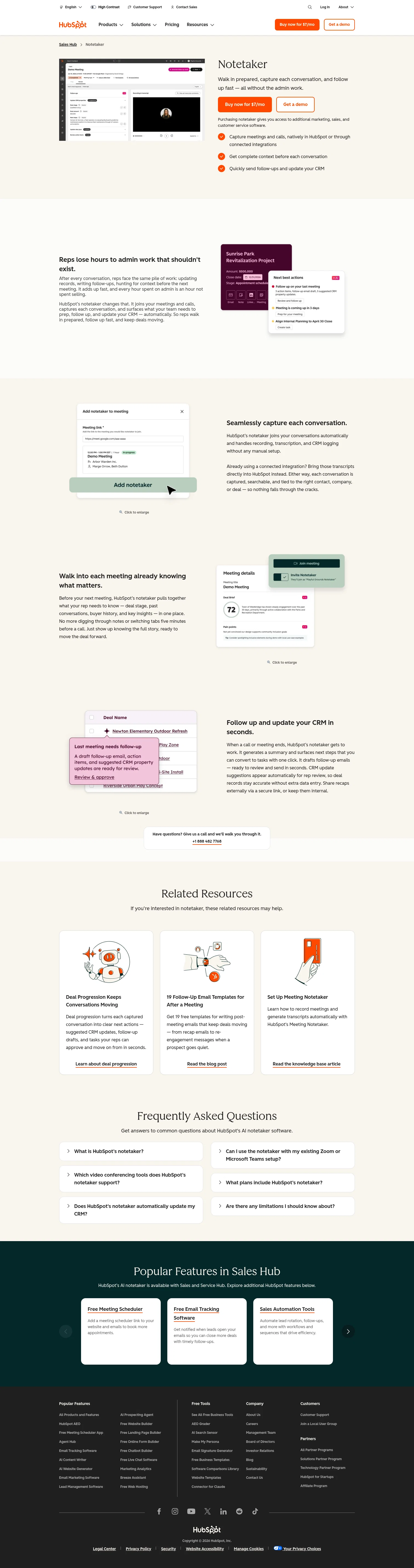 hubspot.com/products/sales/ai-notetaker on desktop