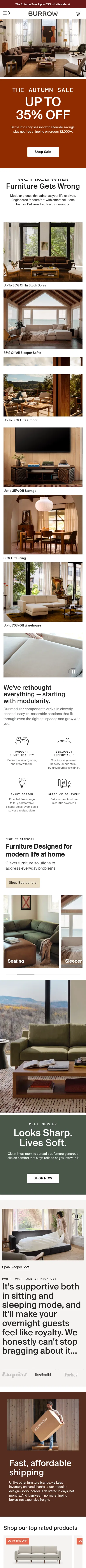 burrow.com on mobile, full screenshot