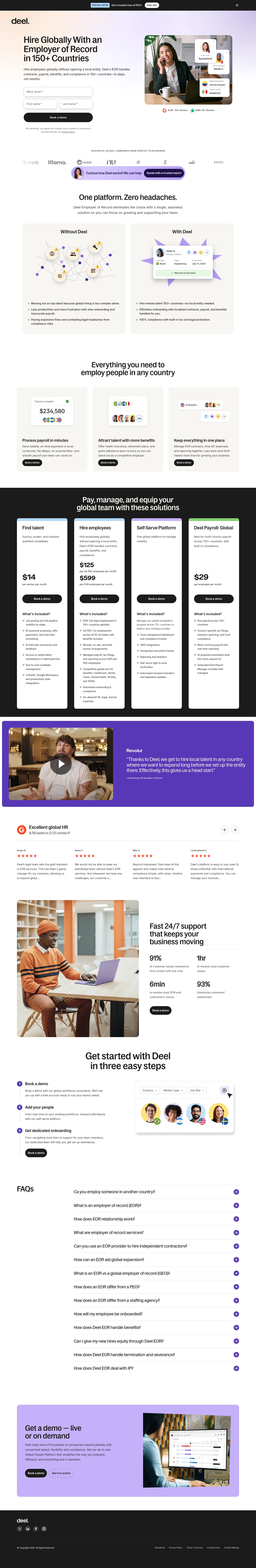 Deel landing page