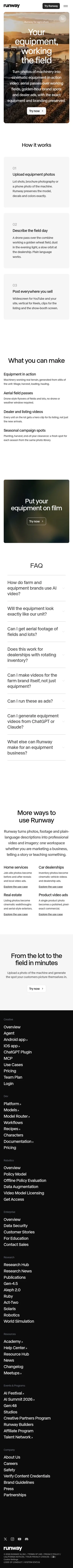 runway.com/use-cases/agriculture on mobile
