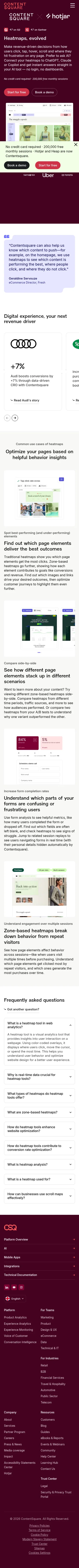 contentsquare.com/page-capabilities-heatmaps-ppc on mobile, full screenshot