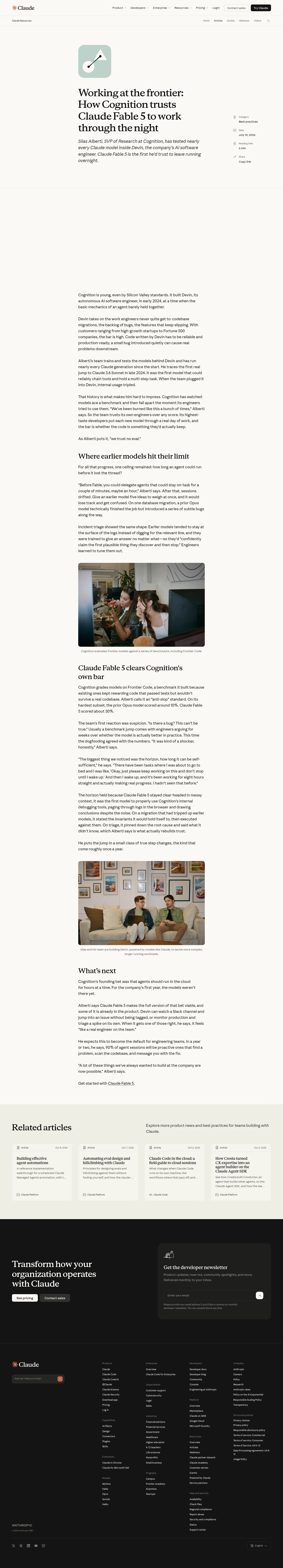 claude.com/blog/working-at-the-frontier-how-cognition-trusts-claude-fable-5-to-work-through-the-night on desktop, full screenshot